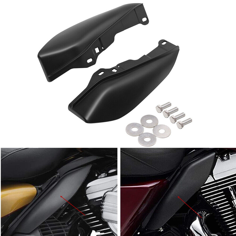Mid Frame Air Deflector / Heat Shield Kit For Harley Touring Models (2009-2024) - Gloss Black, Fits Street/Road Glide, Road King, Ultra