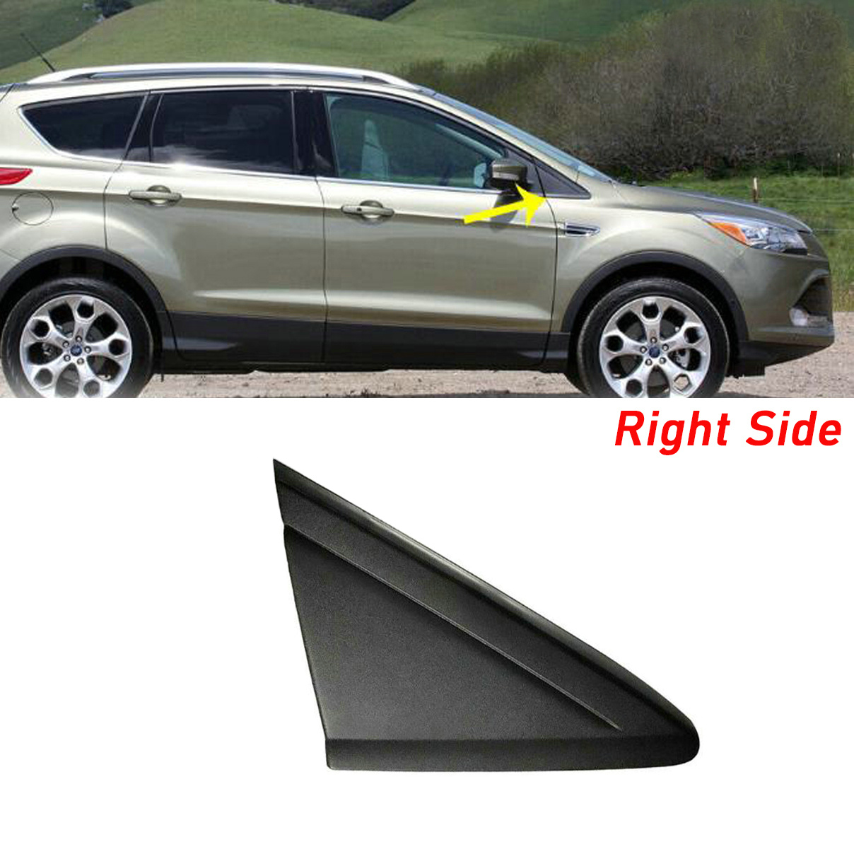 New Pair Rear View Mirror Triangle Plate Trim Gloss Black For 2012-2019 FIAT  500
