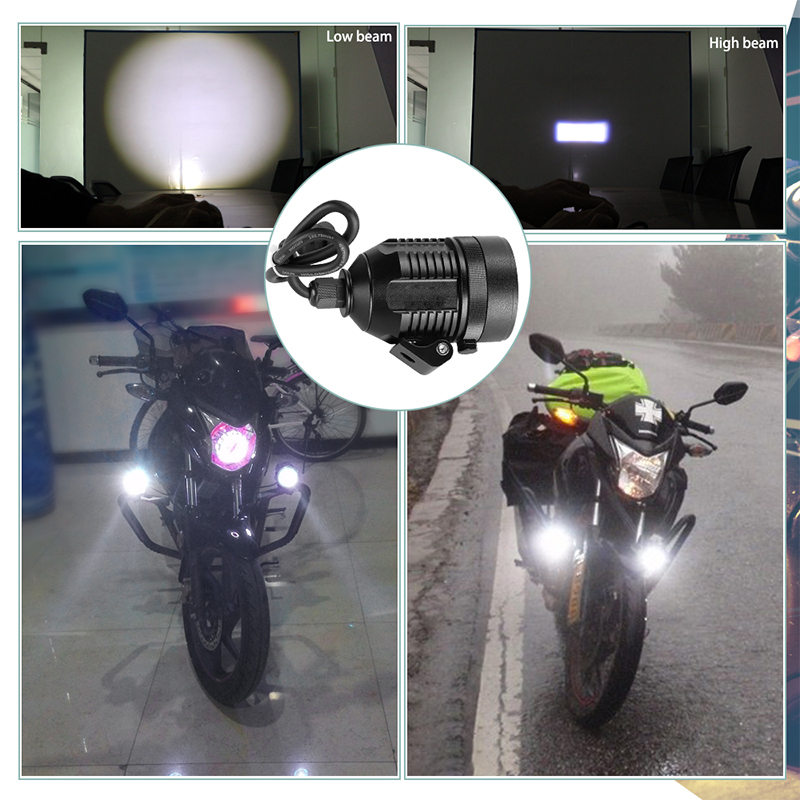 30W Motorcycle Bike Adjustable Laser Hi/Lo LED Spot Fog Light Headlight Driving 