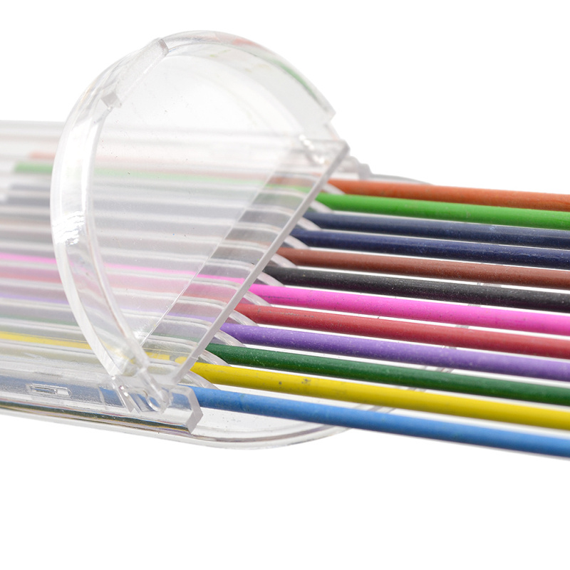 1 Set 12 Colors Mechanical Pencil Refill 2mm Lead Refills with Plastic