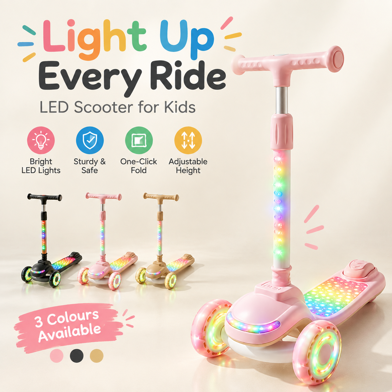 Kids LED scooter main image