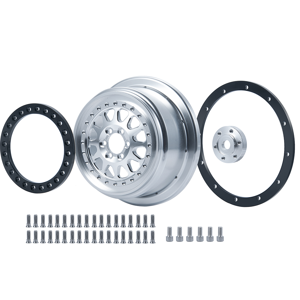 FLYXM 4Pcs Beadlock Wheel Rims for Losi Baja Rey 1/10 RC Car