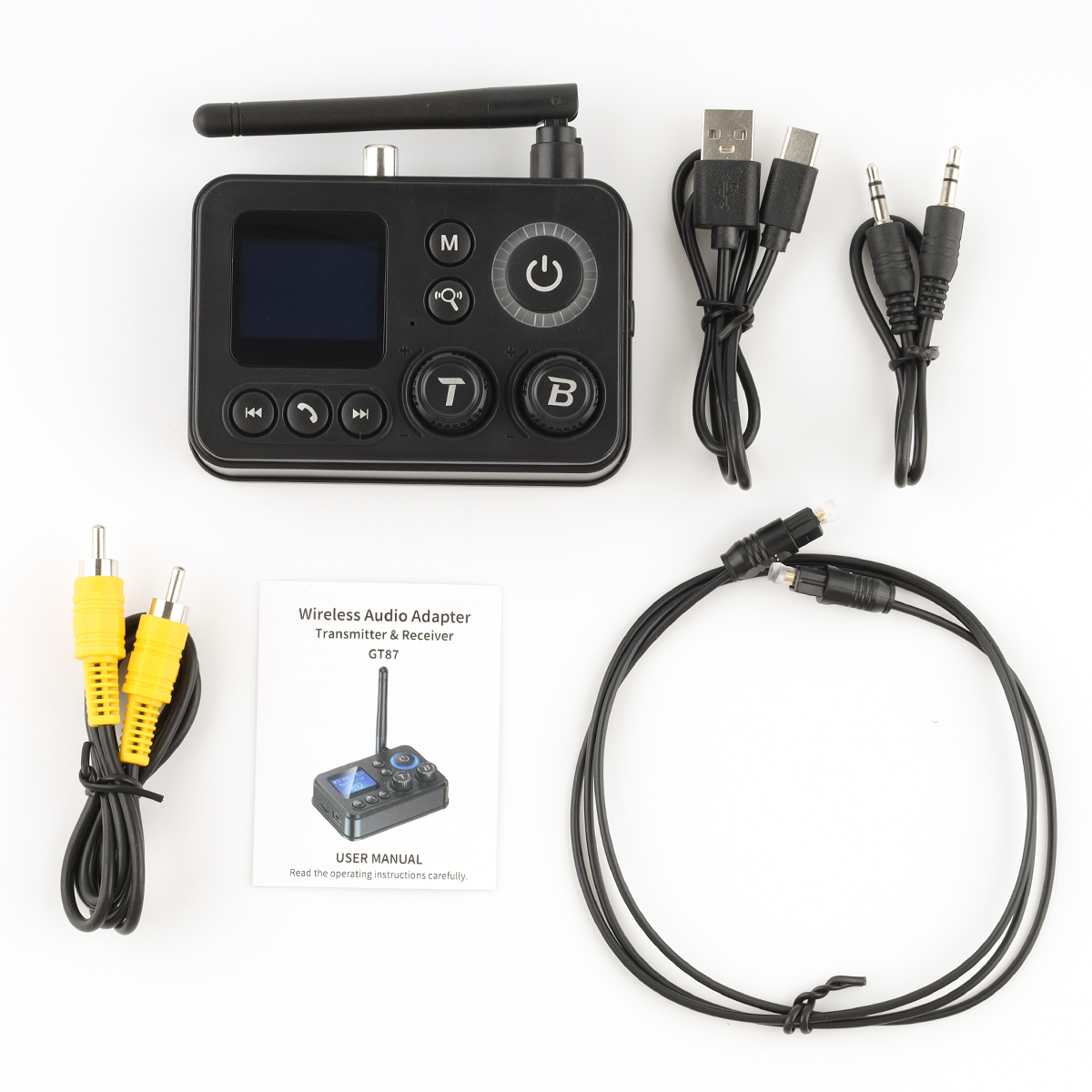 GT87 Bluetooth 5.4 Audio Adapter TX/RX 20M Range LCD AUX Optical