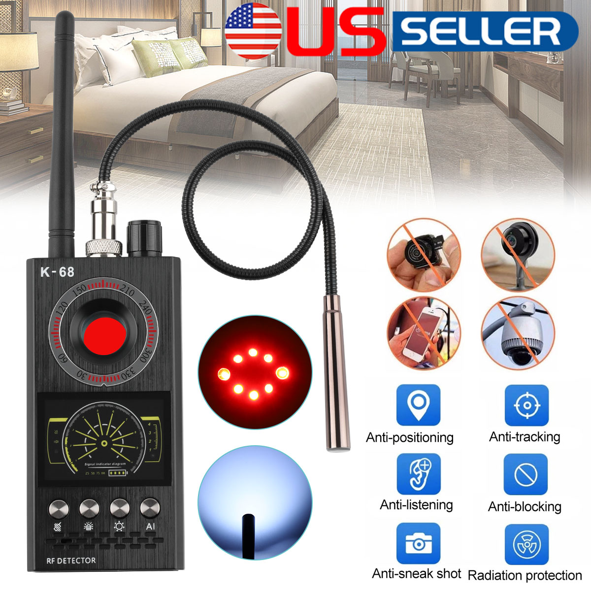 Update K68 Anti-Spy RF Detector Camera GSM Audio Bug GPS