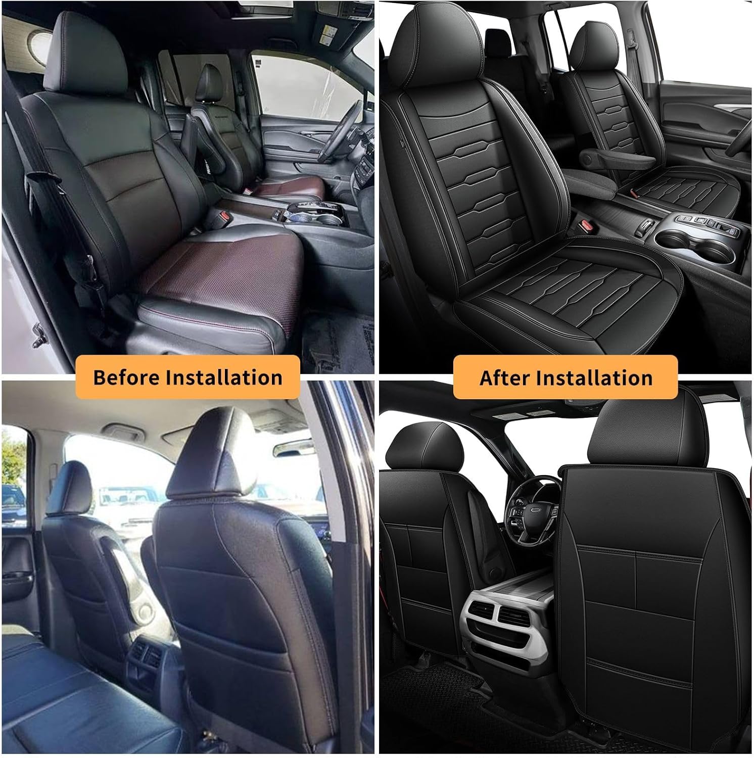 Full Set Faux Leather Seat Covers For Honda Odyssey 2018-2025 – 8-Seater, Black, Cushioned & Anti-Slip – AUT