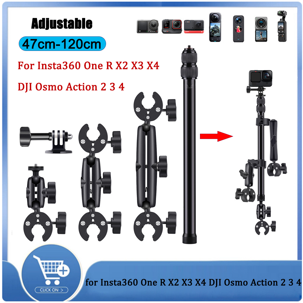 Motorcycle Selfie Stick Mount Kit for Insta360 One X2 X3 X4 DJI