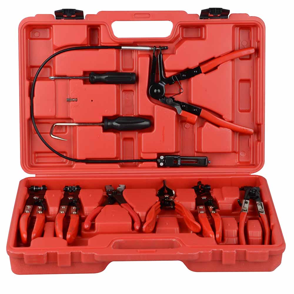 9PC Hose Clamp Clip Plier Kit Set Swivel Jaw Flat Angled Band