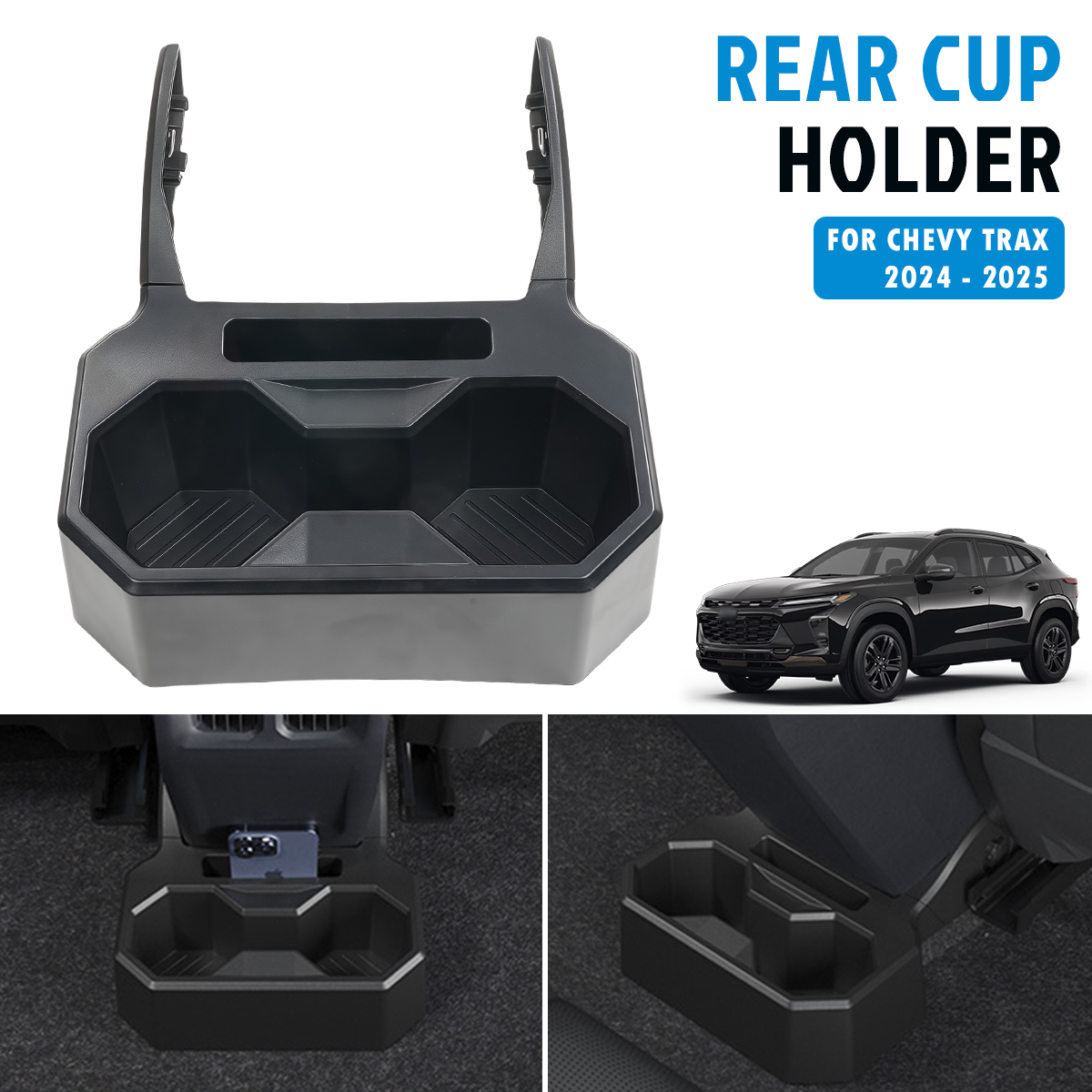 Karltys Portabicchieri Posteriore Per Chevy Trax 2024-2025 – Doppio Supporto, Organizer In ABS, Fissaggio A Vite - 2