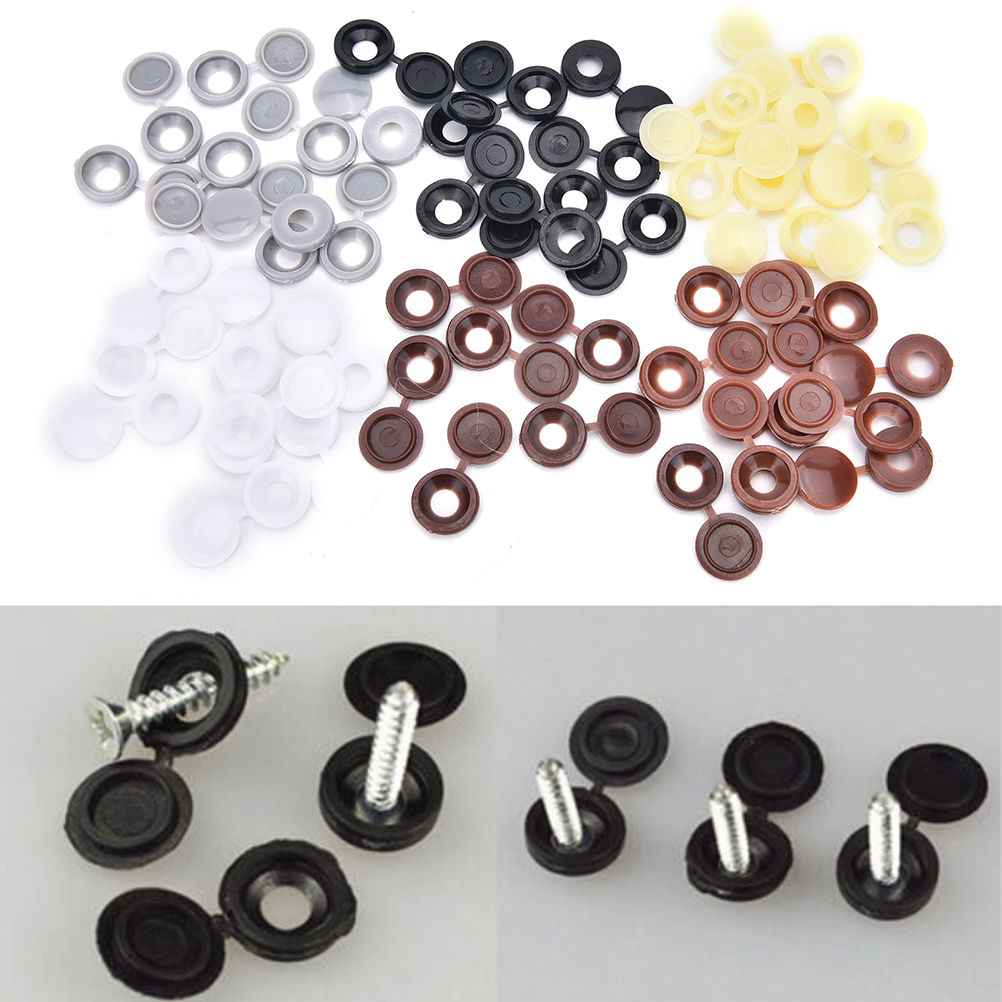 50pcs Hinged Plastic Screw Cover Fold Caps Button For Furniture