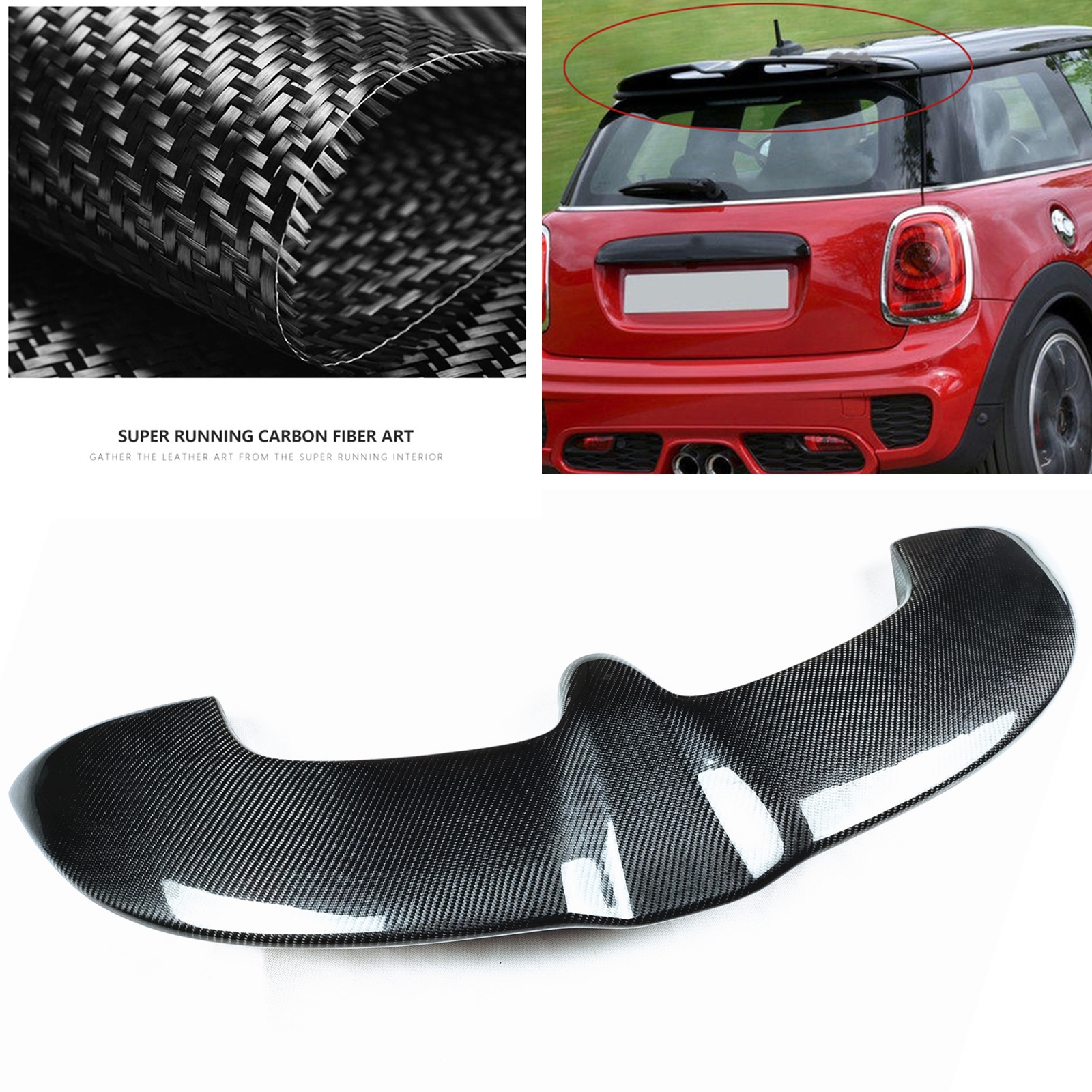 Automotive styling carbon fiber RK rear spoiler roof window wing racing auto  body kit for F56 Mini Cooper S (S only)