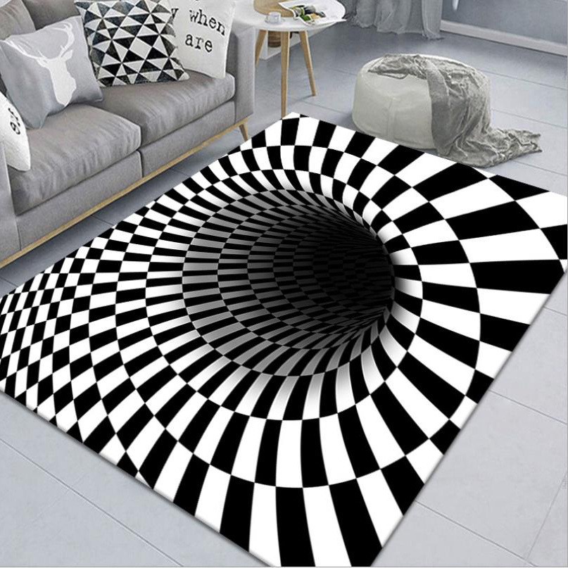 3D Printed Round Vortex Illusion Living Room Rug Carpet Floor Door Mat Anti- slip