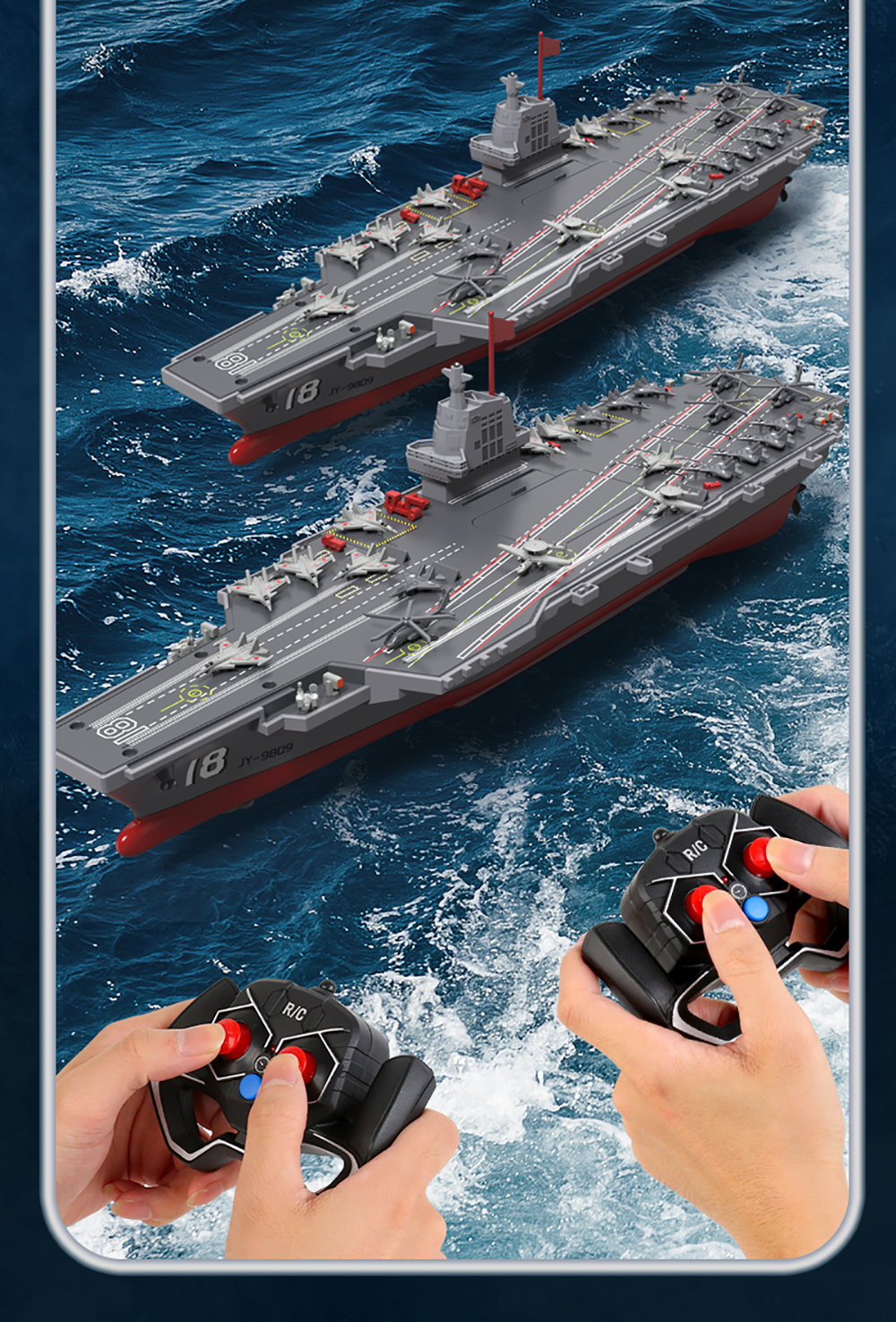 RC Aircraft Carrier Model 2.4G Dual Motor 20Km/h 60M Waterproof