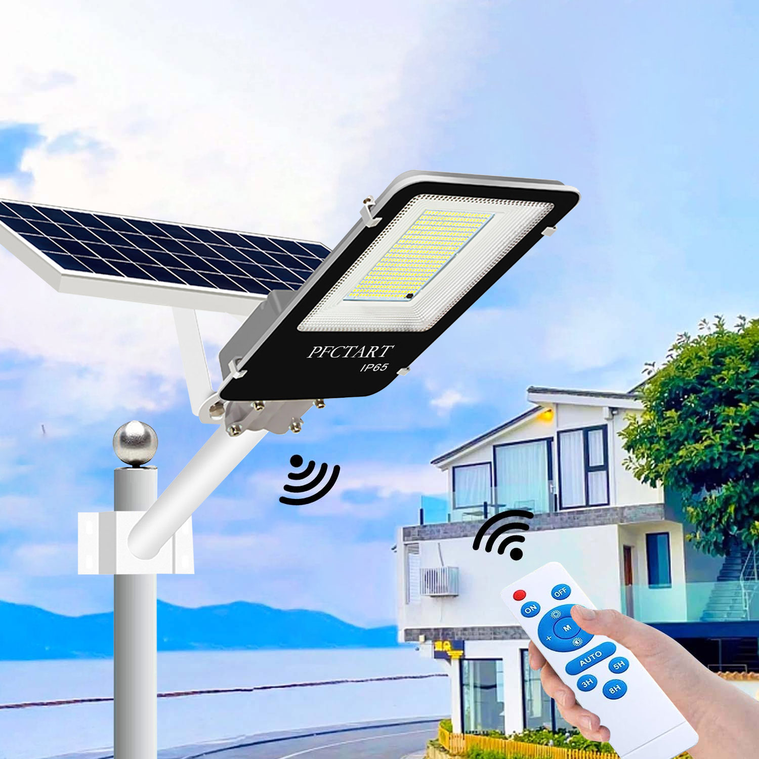 5000W LED Solar Street Light – Dusk To Dawn, Super Bright Outdoor Lamp With Remote