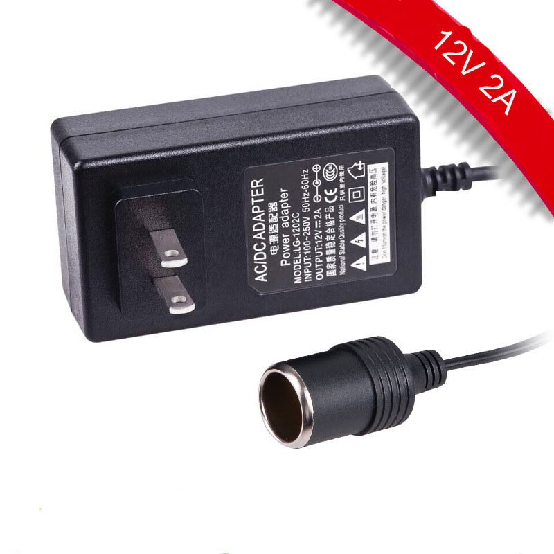 Universal 110-240V AC to 12V 2A 24W DC Car Power Adapter