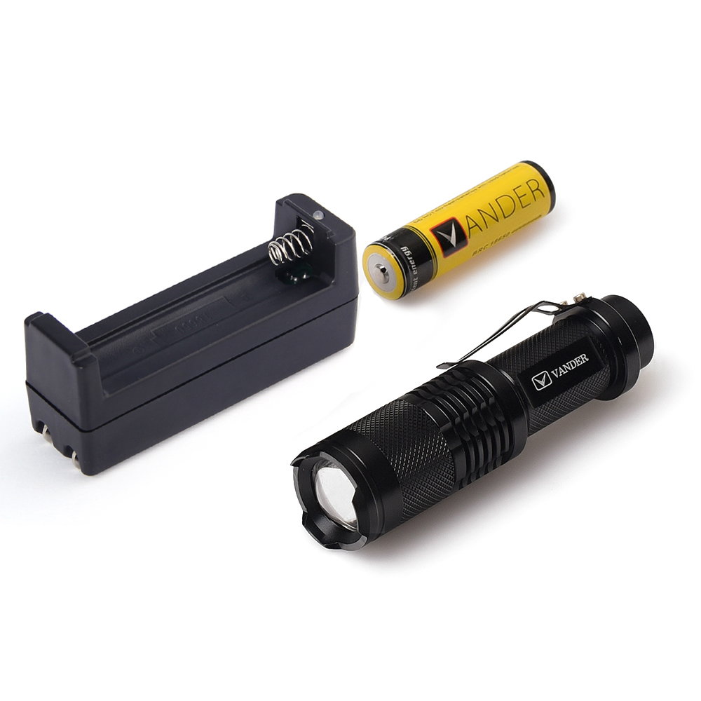 Vander XML-T6 2000 Lumen LED Flashlight 18650 Battery Torch & Charger ...