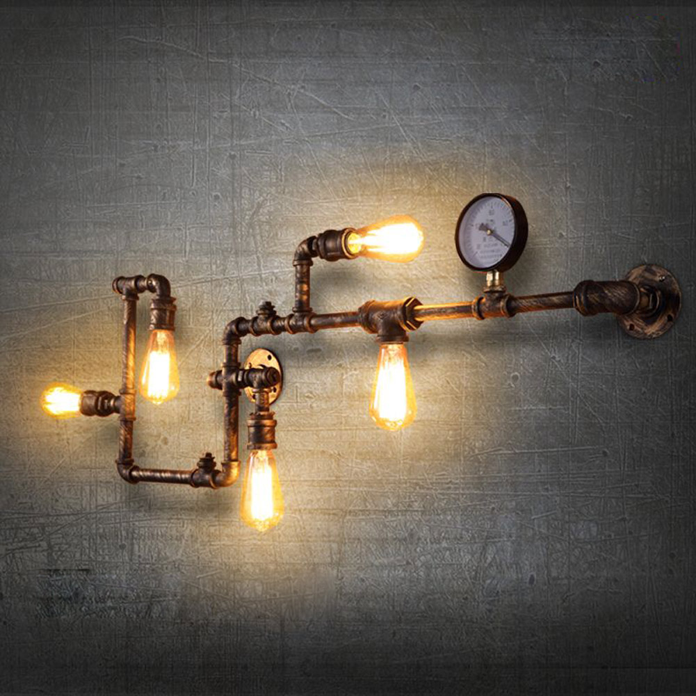 Art Decor Rustic Steampunk Wall Lamp Retro Metal Pipe Art Decor Rustic Steampunk Wall Lamp Retro Metal Pipe Sconces