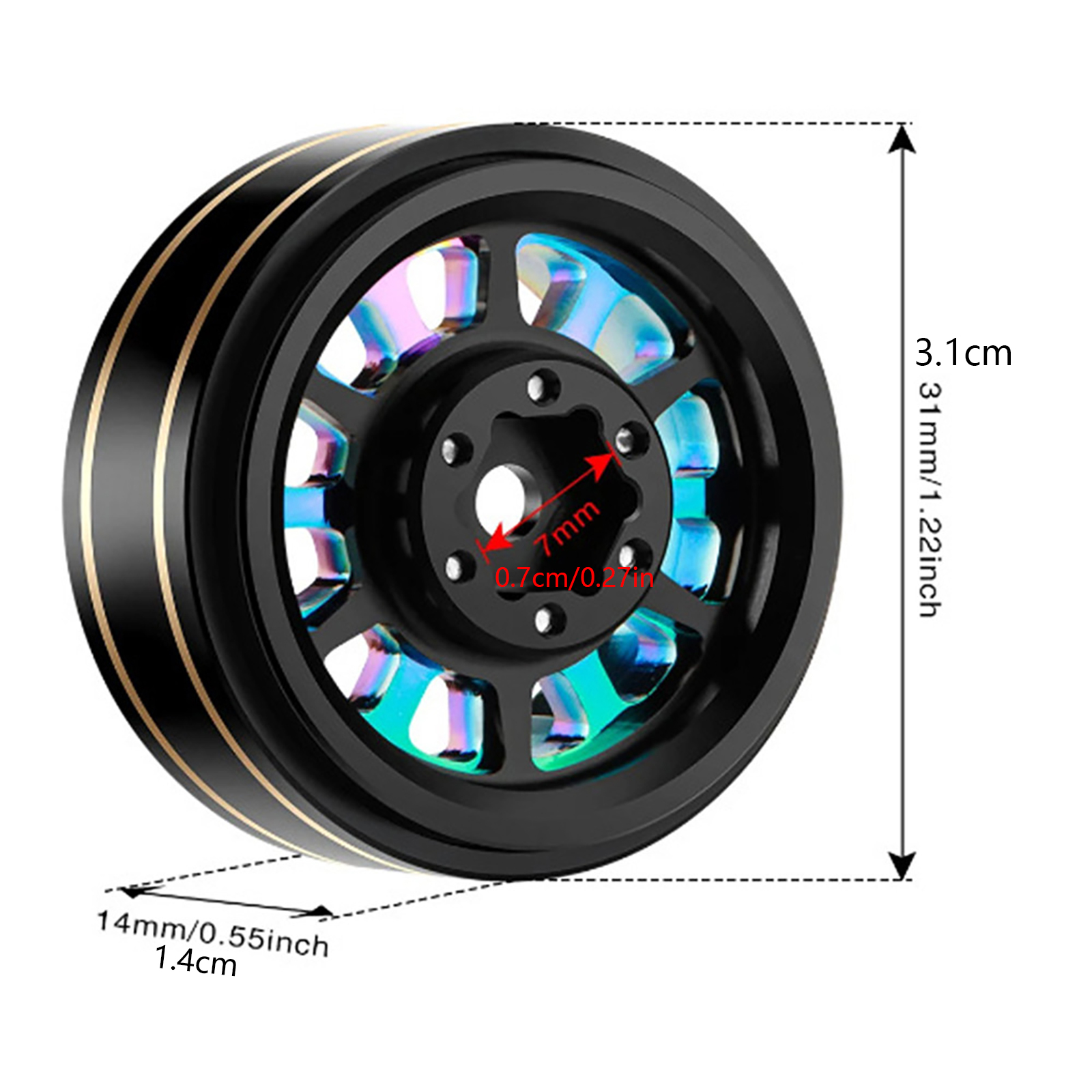 4 PCS RC Beadlock Wheel Hubs Aluminum Alloy RC Wheel Rims Hub for