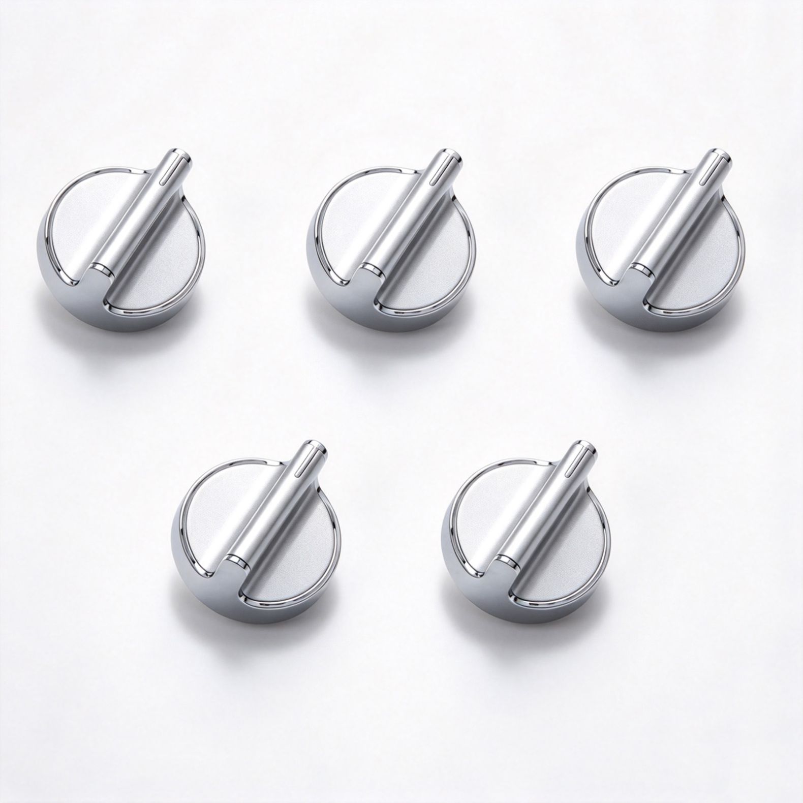 Set 5 Manopole Fornello Sostitutive Per Whirlpool WPW10594481 &ndash; Acciaio Inox, Facili Da Installare