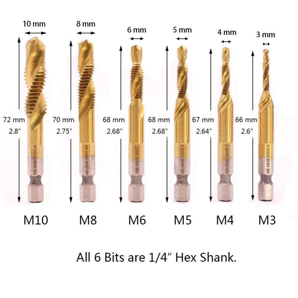 Professionnel HSS-G Perceuse-Et Filetage Schneidsatz m3-m10 Perceuse Senker Filetage Schneider