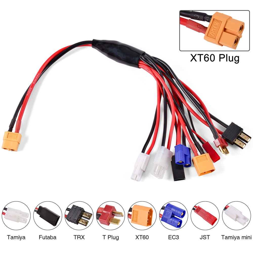RC 8In1 Charger Adapter Connector 4.0mm Banana/XT60 TRX Tamiya