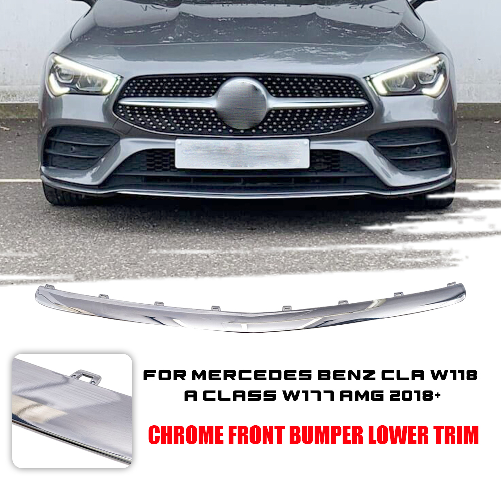Canard Pare-chocs Avant 2 Pièces Noir Brillant - Spoiler Pour Mercedes CLA C118/X118 AMG-Line 2020+
