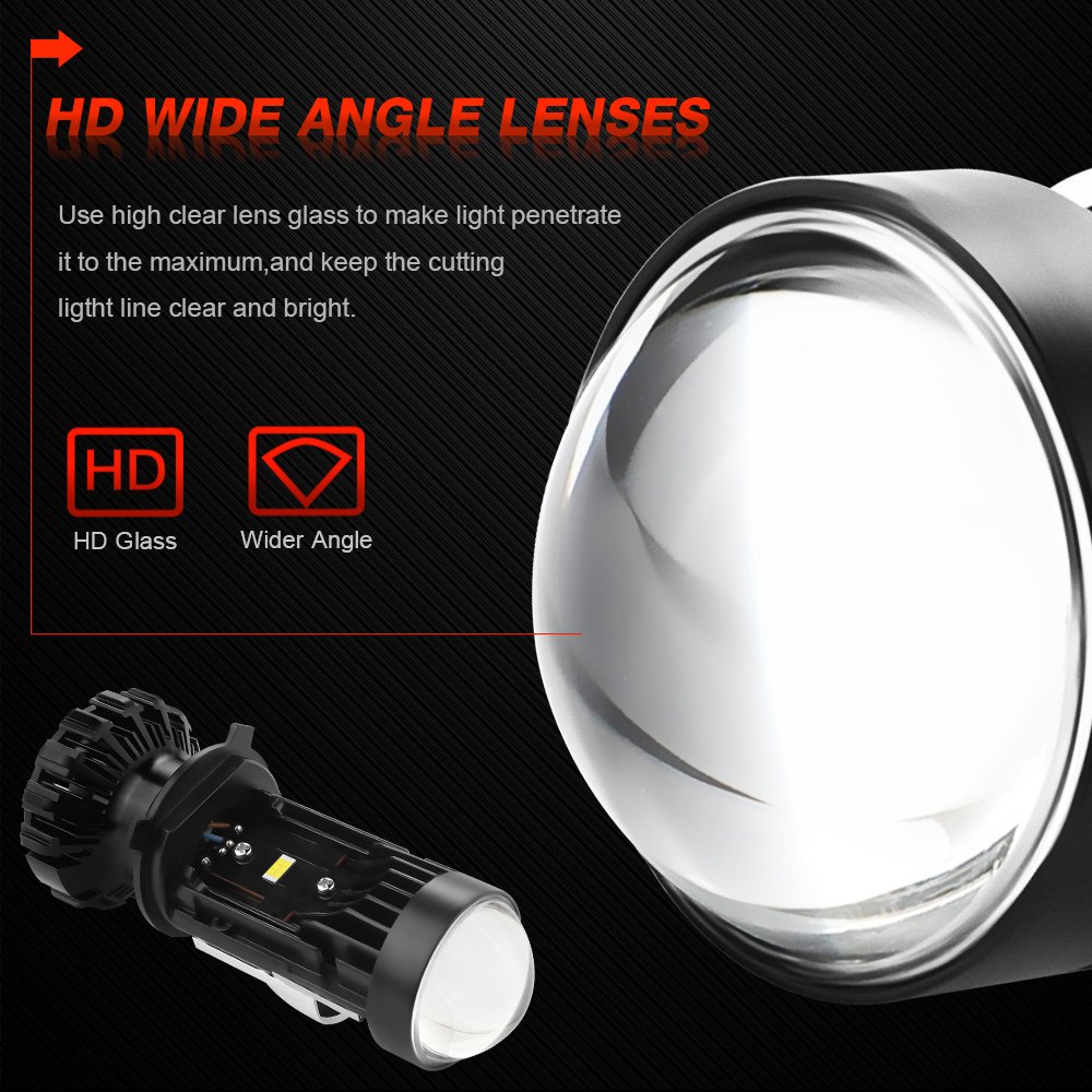 H4 RHD Mini Bi-LED Projector Headlight Lens – 100W Hi/Lo Beam 6000K Retrofit Kit - View #3