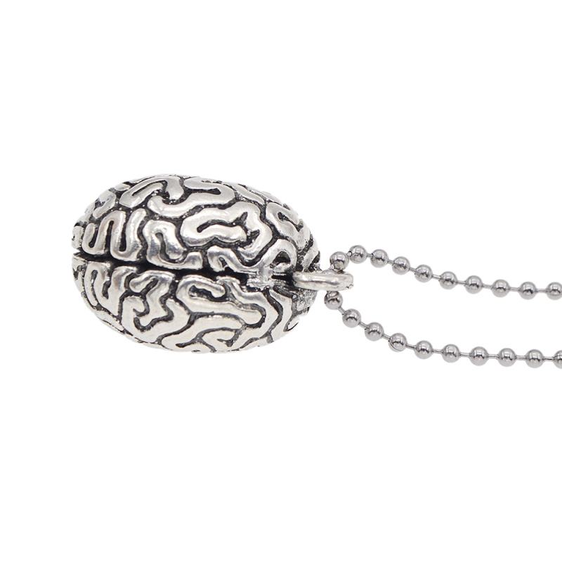 Vintage Metall Anatomische Gehirn Korn Anhänger Halskette Unisex Schmuck Mode