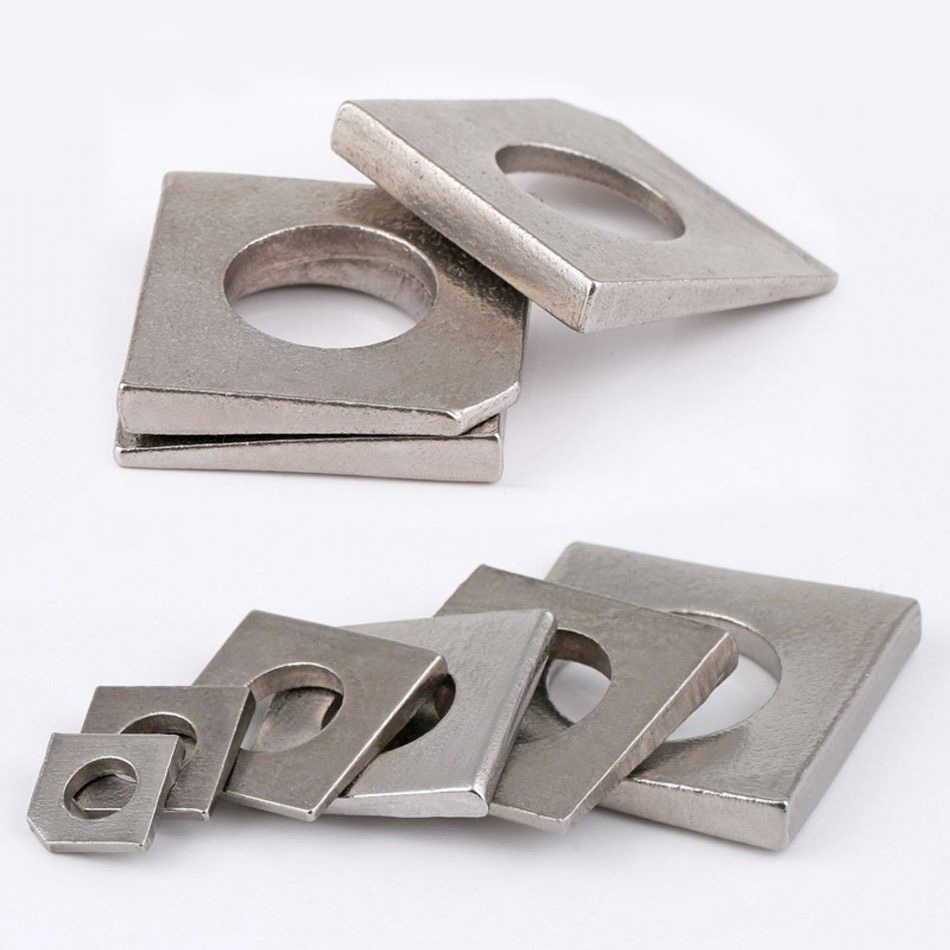 Structural Bolt Washers 11/16 Square 200-Pack Malleable Iron Square Bevel Washers – 1/4" Bolt Size, 11/16" Square, For I-Beam Flange Wedge I-beam Flange Washers