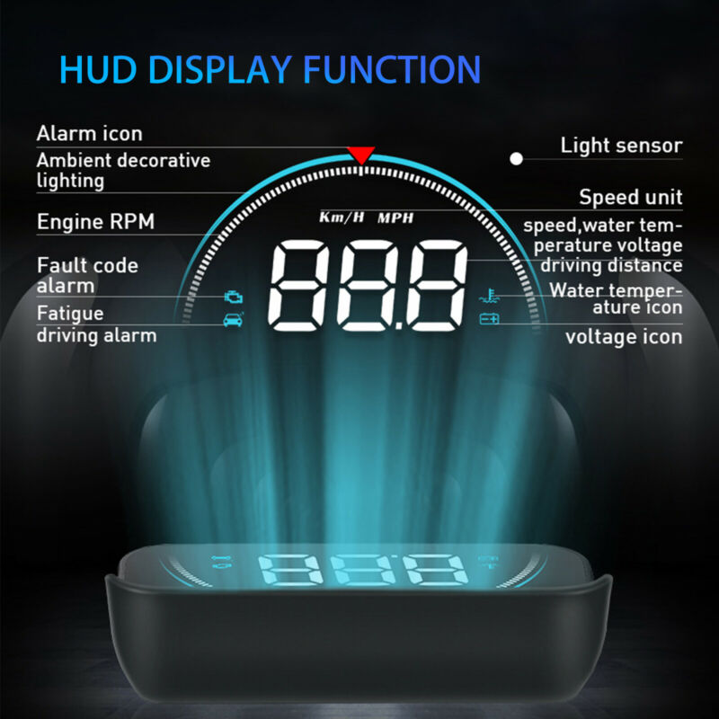 KWHUD HUD OBD2 Gauge Head Up Display Car Digital Speedometer RPM Clock KWHUD HUD OBD2 Gauge Head Up Display Car Digital Speedometer RPM Clock