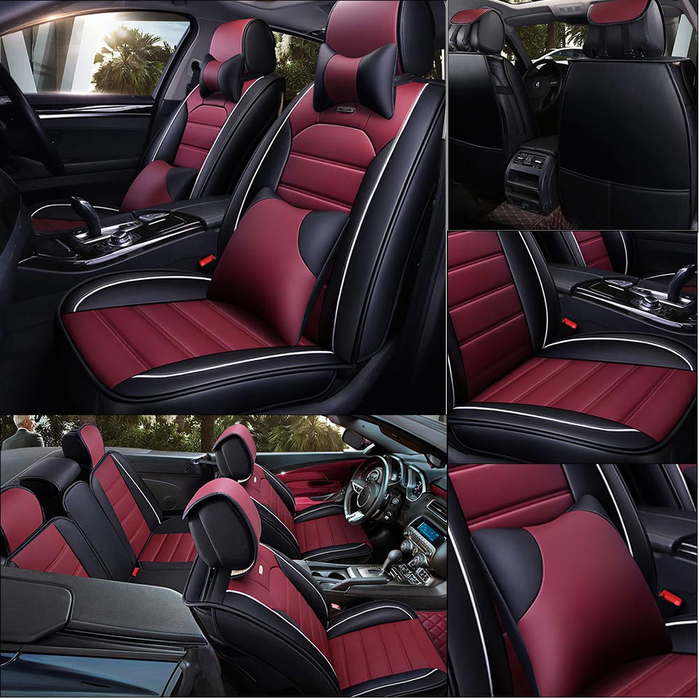 Deluxe PU Leather Car Seat Covers Waterproof 5 Seats Set for Toyota