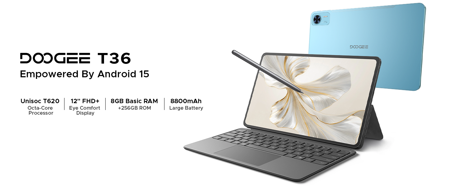 DOOGEE T36 Android 15 Tablet, 12 inch 20GB+256GB Gaming Tablets