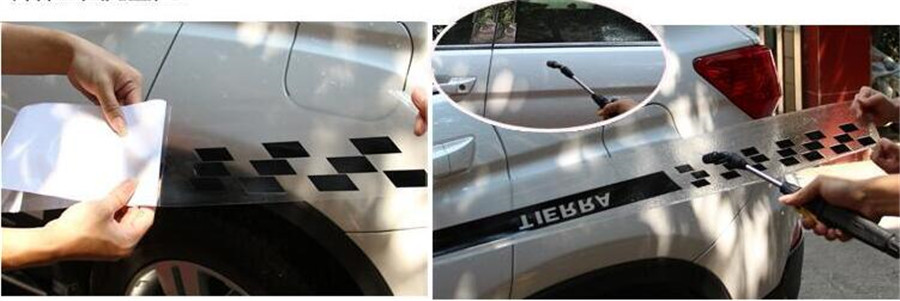 JNNJ Set van 5 autokapstrepenstickers, autorace-body zijstrepenstickers, stickerstrependecoratie voor auto's SUV-vrachtwagens terreinvoertuigen (Zwart