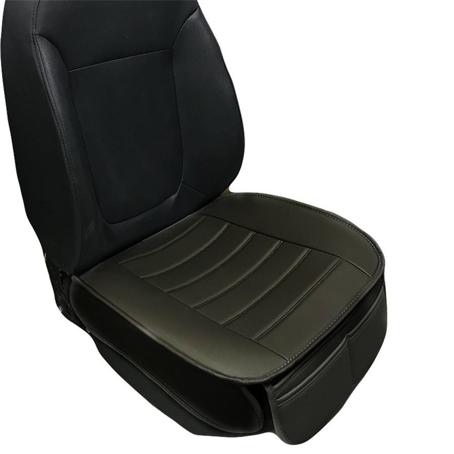 Single Front Seat Cushion Cover Mat Black PU Leather Auto Office Chair