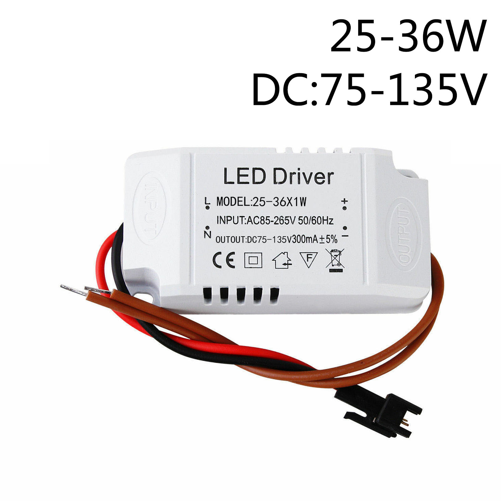 LED Driver 1-3W 4-7W 8-12W 12-18W 18-25W 25-36W 300mA AC 110V-220V / DC ...