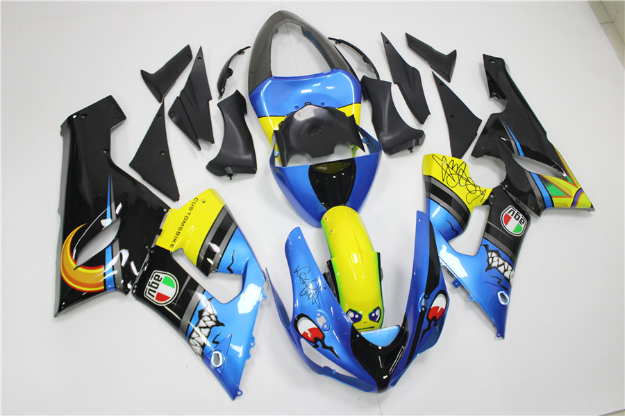 Fit for Kawasaki 2005 2006 ZX-6R 636 Injection Blue Yellow