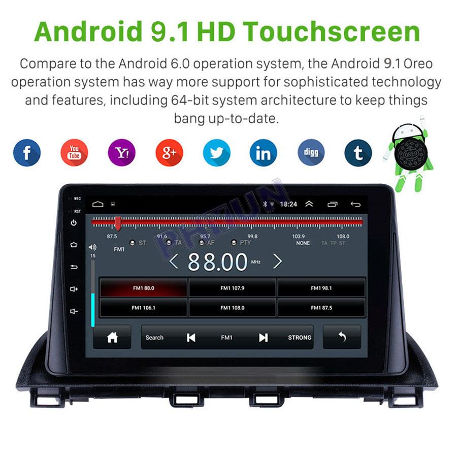 For 2013-2018 Mazda 3 Axela 9'' Android 9.1 Stereo Radio Head Unit GPS