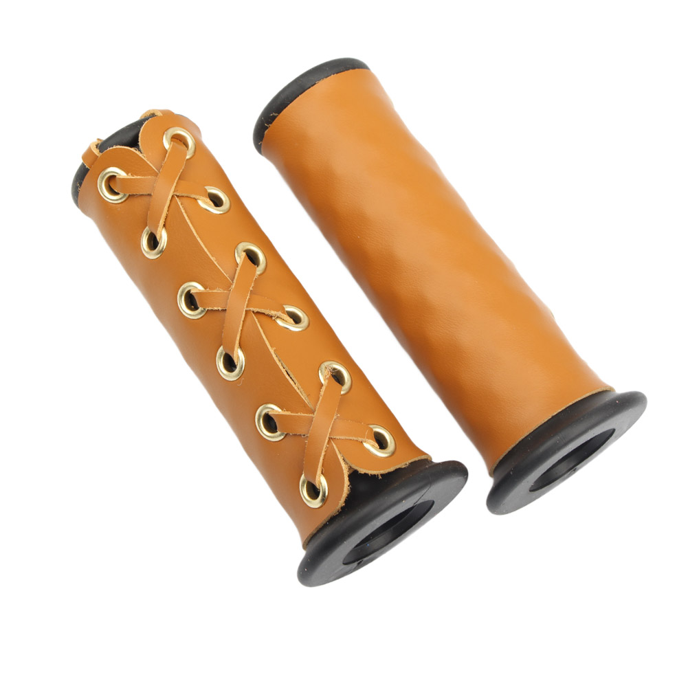 Qiilu Motorcycle Leather Handlebar Grip Cover, 7/8 Inch 22mm