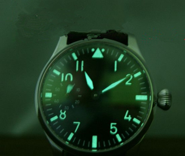 Black Watch Dial With Green Luminous For ETA 6497 For Seagull