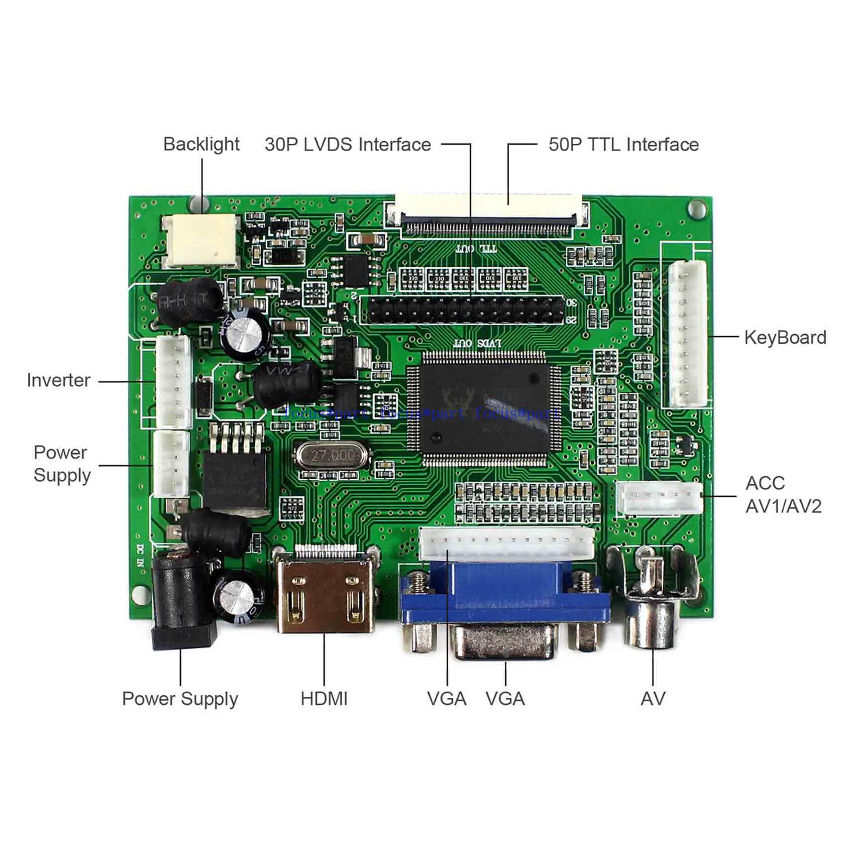 7/" LCD+Touchscreen+Controller Board 1024x600 for Raspberry Pi4 B All Platform//PC