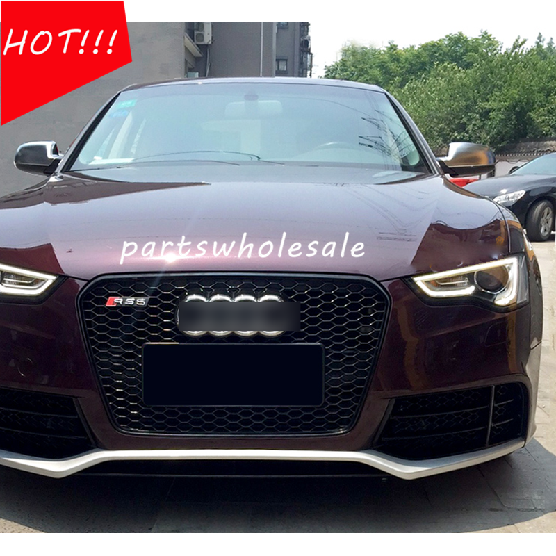 Black Grille RS5 Style Grill Gloss BLACK Trim 20132016 For