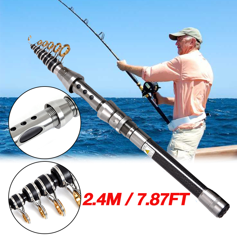 Canne A Peche Telescopic Carbon Fishing Rod Reel Combo Pike