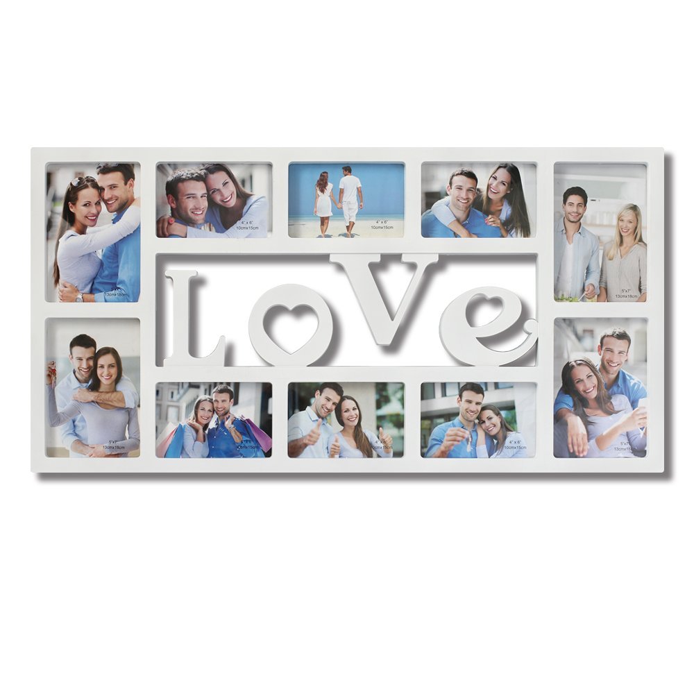 White Love 3d Puzzle Style Decorative Wall Hanging Collage