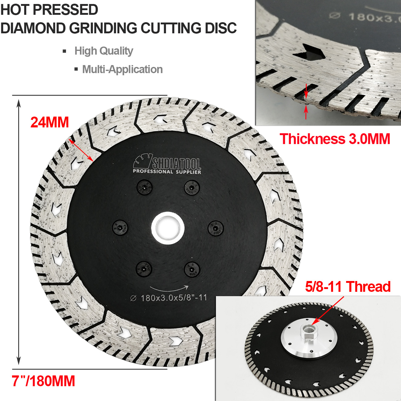 9" Diamond Cutting Disc 5/8-11 Dual Saw Blade For Cut Grind Sharpen Granite