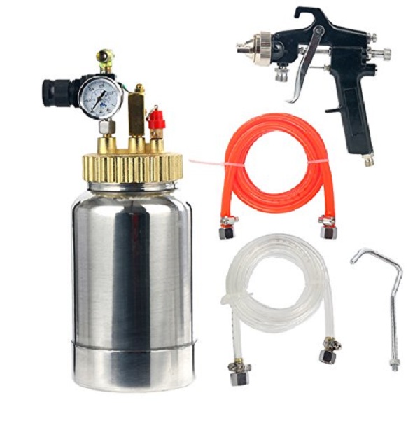 YaeTek 2L / 2 Quart Pressure Pot with Gun and Hose Paint and Body Spray Guns
