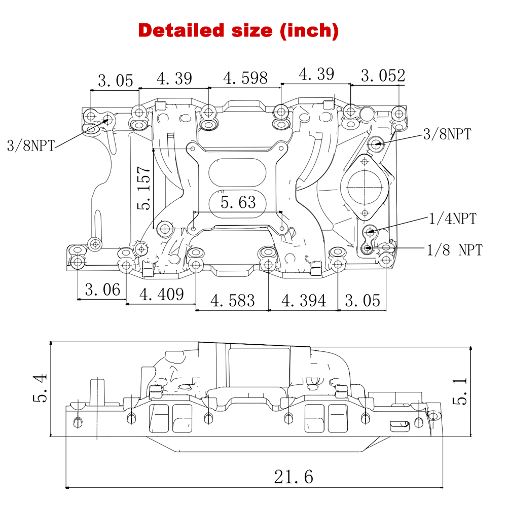 Small Block Dual Plane Intake Manifold for Dodge Charger Chrysler