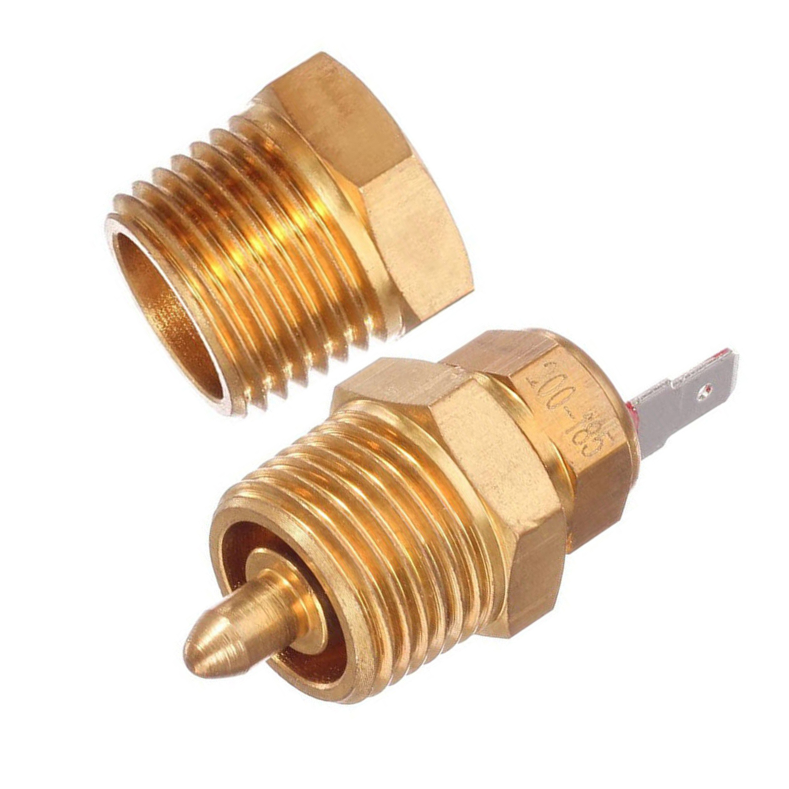 Universal 180'F Degree Turn-On Dual Electric Radiator Cooling Fan Thermostat Temp Sensor Switch 3/8" Or 1/2" Inch NPT Sleeve Fitting Thread-in Brass Probe For Cars Trucks RVs - Foto 5