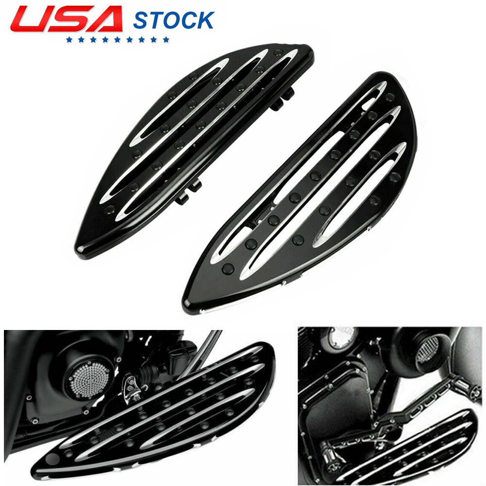 Alumnium Front Driver Stretch Floorboard FootRest Compatible with Harley Touring 86-16 Pair HTTMT FB002R