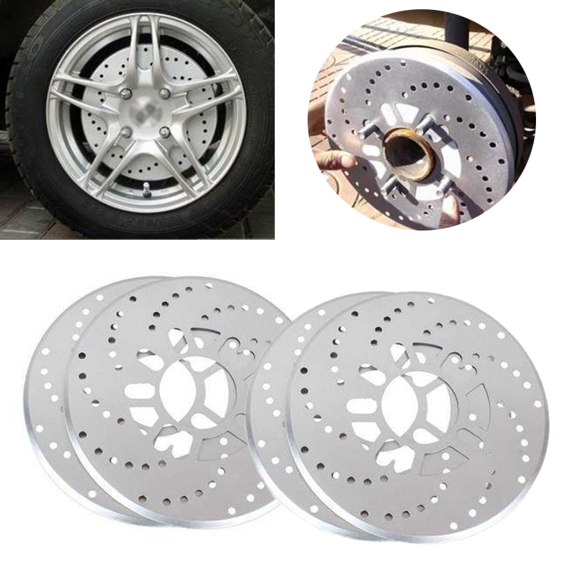 4Pcs Silver Tone Aluminum Cross Drilled Car Wheel Disc Brake Rotor