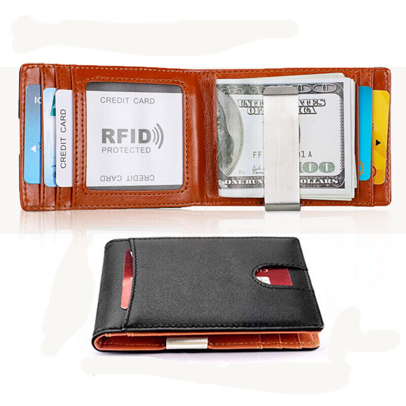 Slim Mens Wallet with Money Clip Leather RFID Blocking
