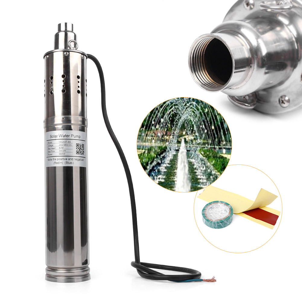 12V DC Solar Water Pump Farm Ranch ponds Submersible Borehole Deep Well 2m3/H